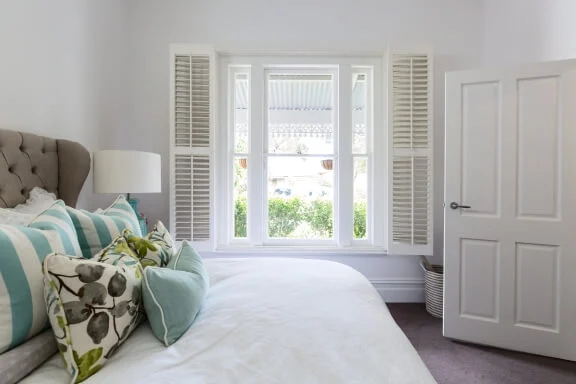 Indoor window shutter at a home in Cardiff